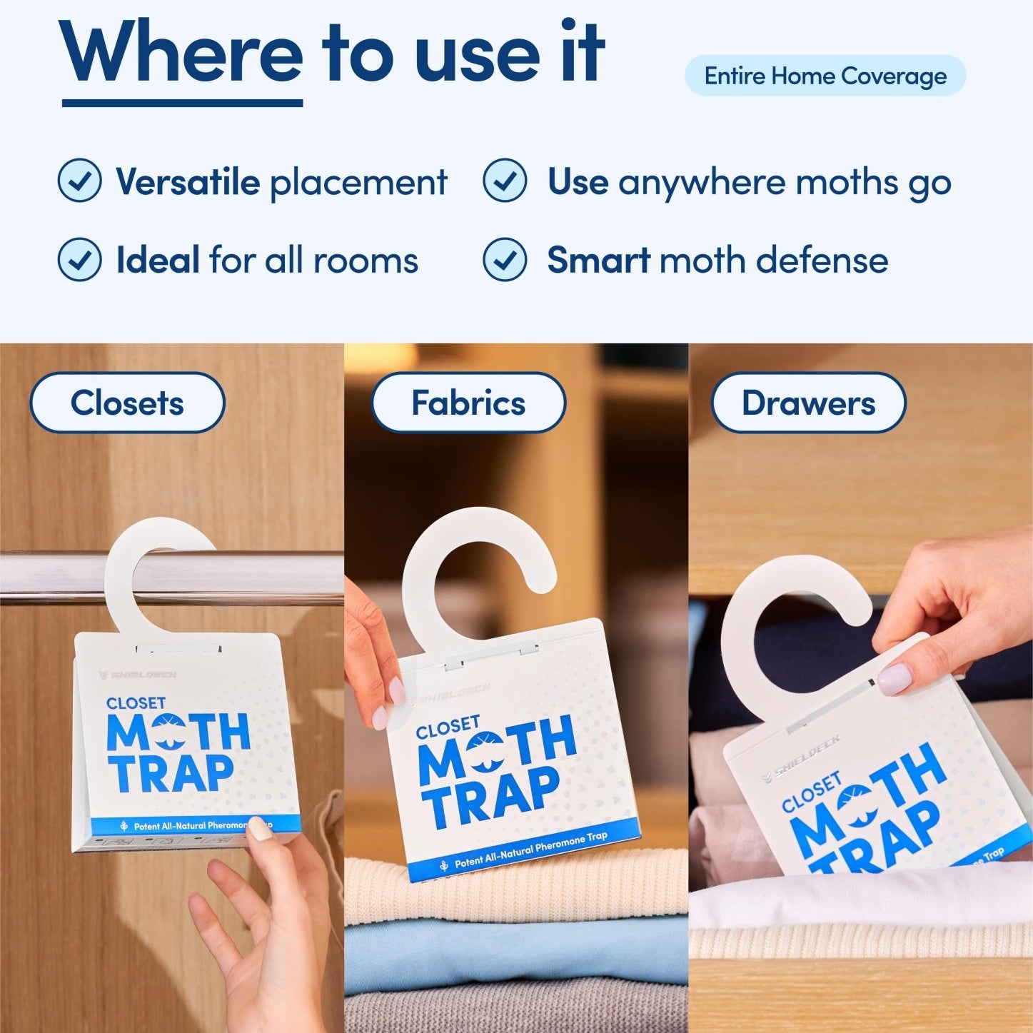 Shieldeck Moth Traps for Clothes with Pheromones (8 - Pack) - Shieldeck