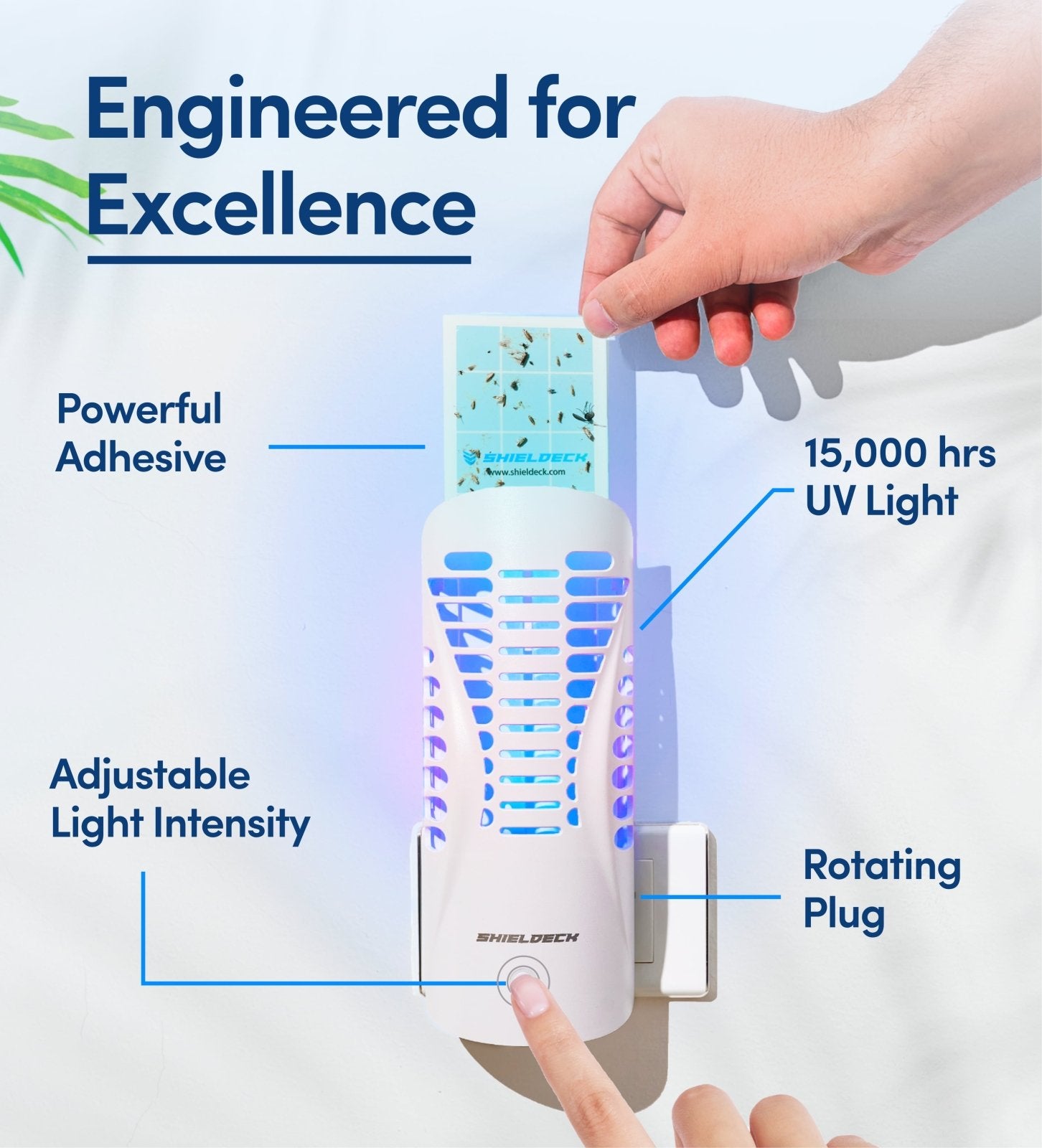 Shieldeck® BuzzTrap – Smart Indoor UV Trap for Flies, Gnats, Mosquitoes, Fruit Flies & More - Shieldeck