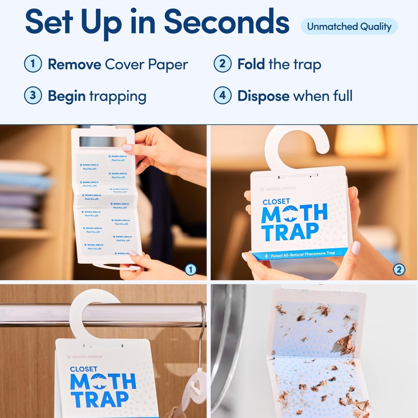 Shieldeck Moth Traps for Clothes with Pheromones (8 - Pack) - Shieldeck