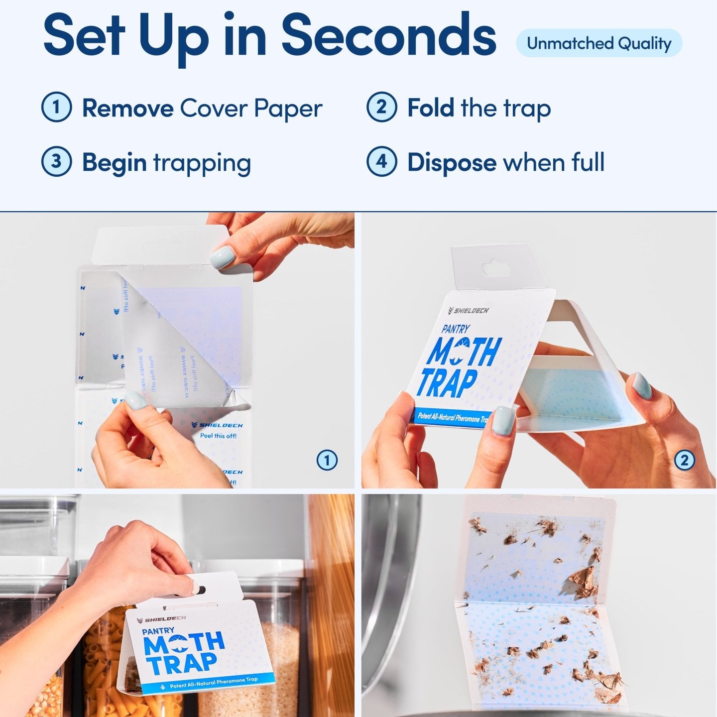 Shieldeck Pantry Moth Traps with Pheromones Prime (8 - Pack) - Shieldeck