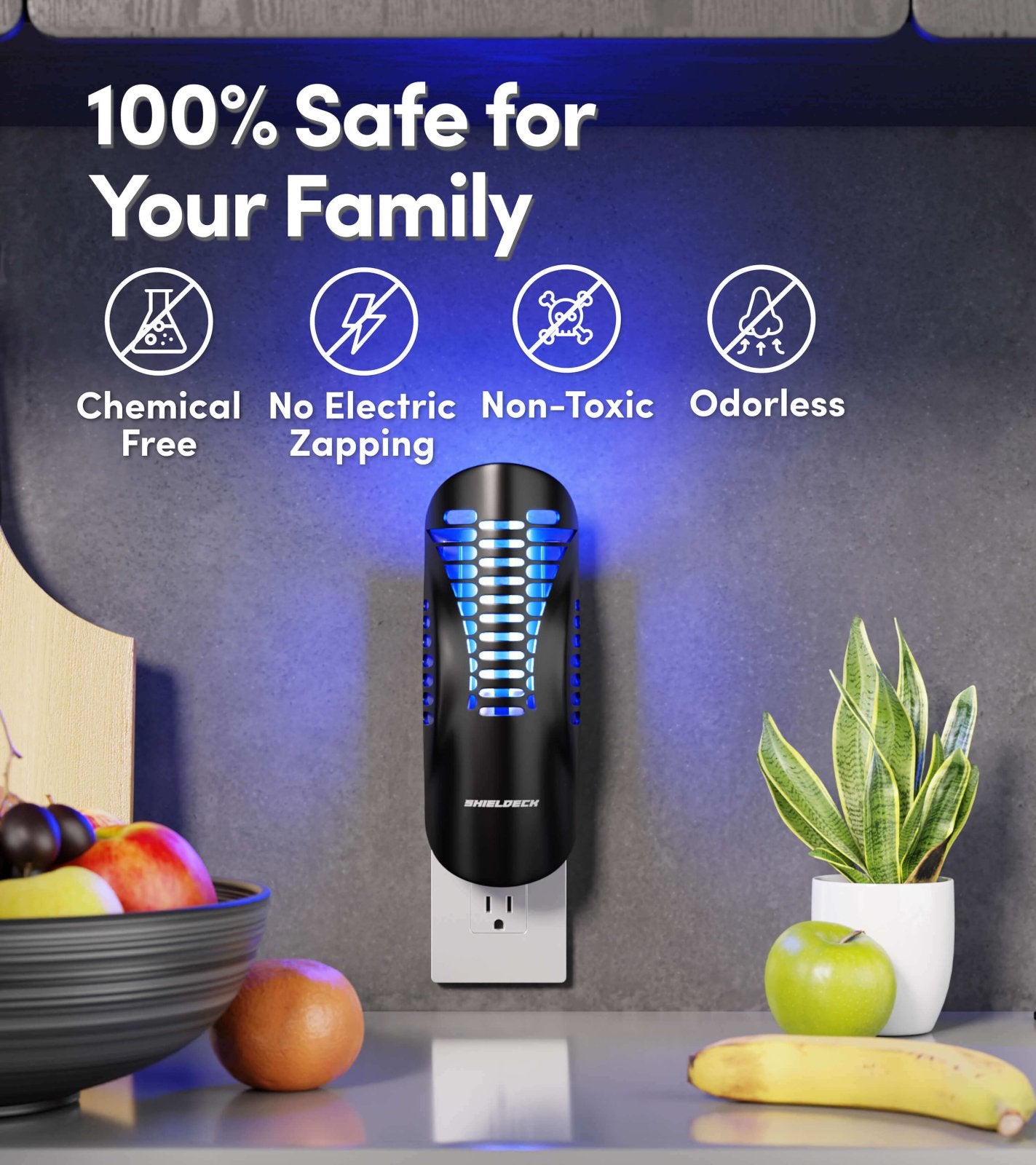 Shieldeck® BuzzTrap - Plug - In Indoor Insect Smart UV Trap - Shieldeck