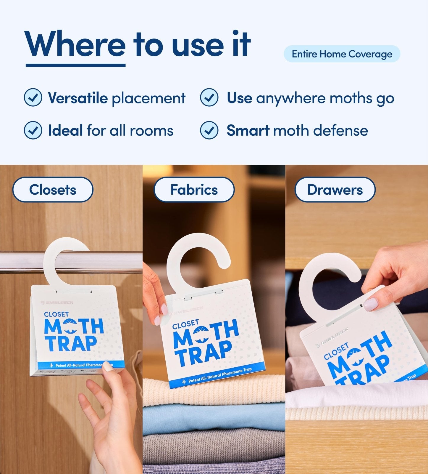 Shieldeck Moth Traps for Clothes with Pheromones (8 - Pack) - Shieldeck