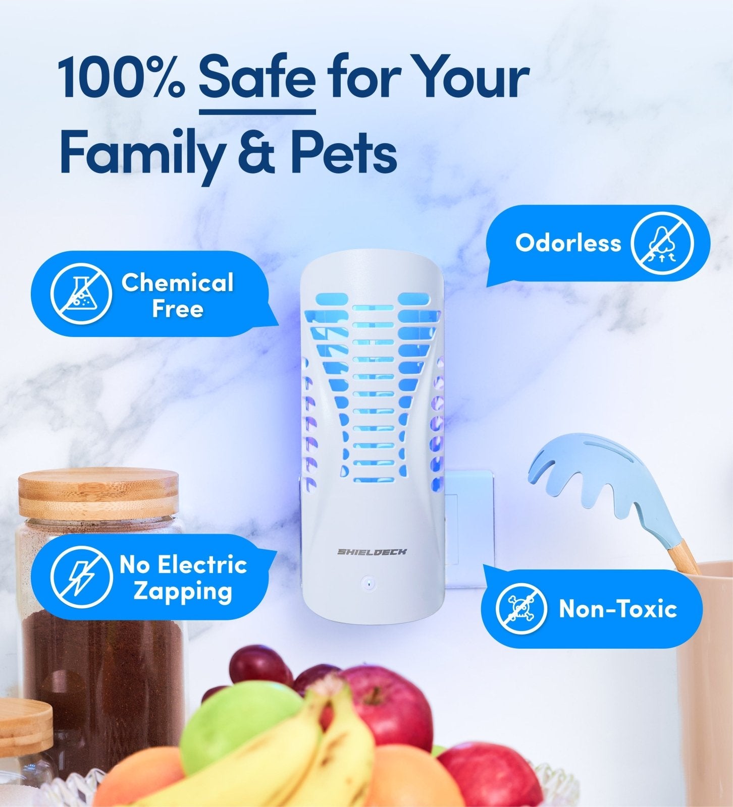 Shieldeck® BuzzTrap – Smart Indoor UV Trap for Flies, Gnats, Mosquitoes, Fruit Flies & More (Copy) - Shieldeck