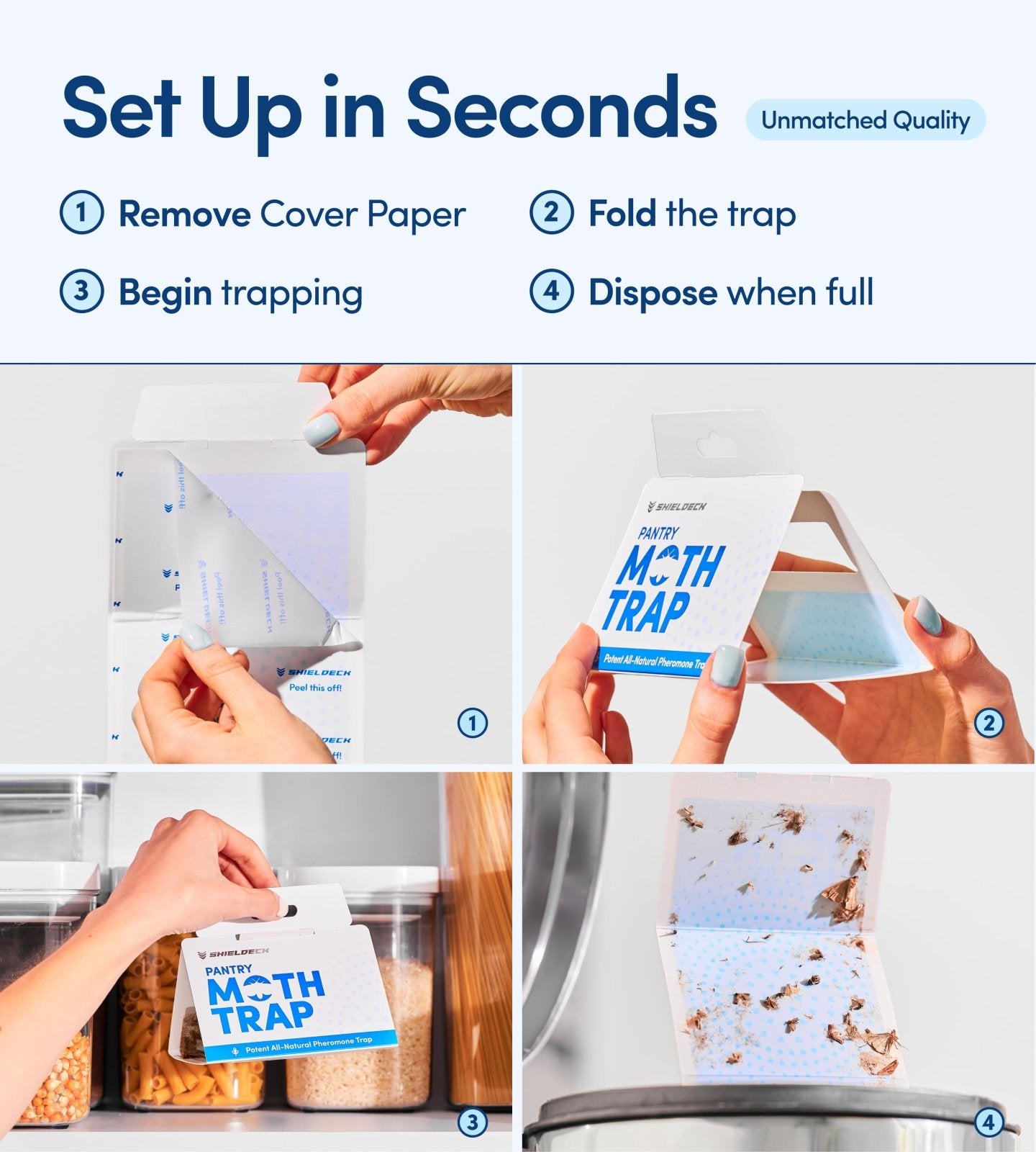 Shieldeck Pantry Moth Traps with Pheromones Prime (8 - Pack) - Shieldeck