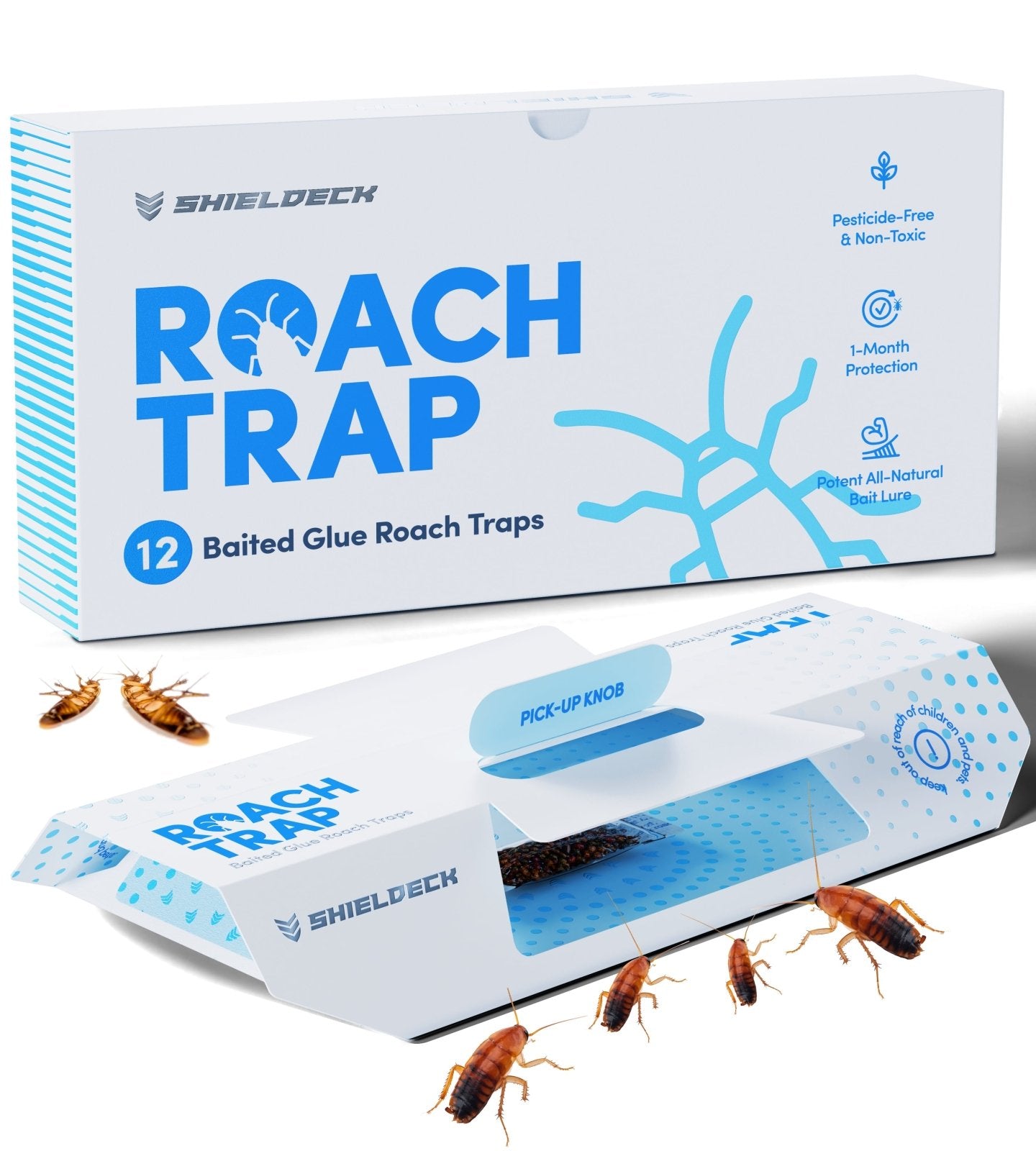 Shieldeck Roach Traps Indoor (12 Pack) - Shieldeck