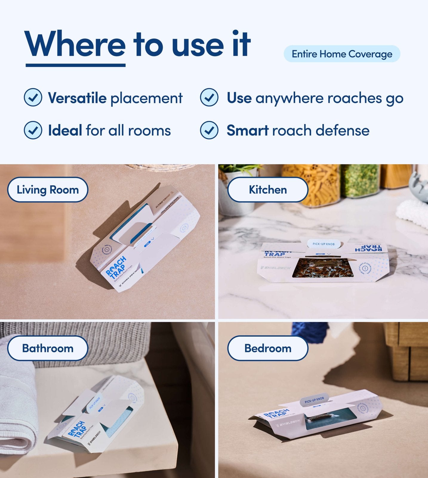 Shieldeck Roach Traps Indoor (12 Pack) - Shieldeck