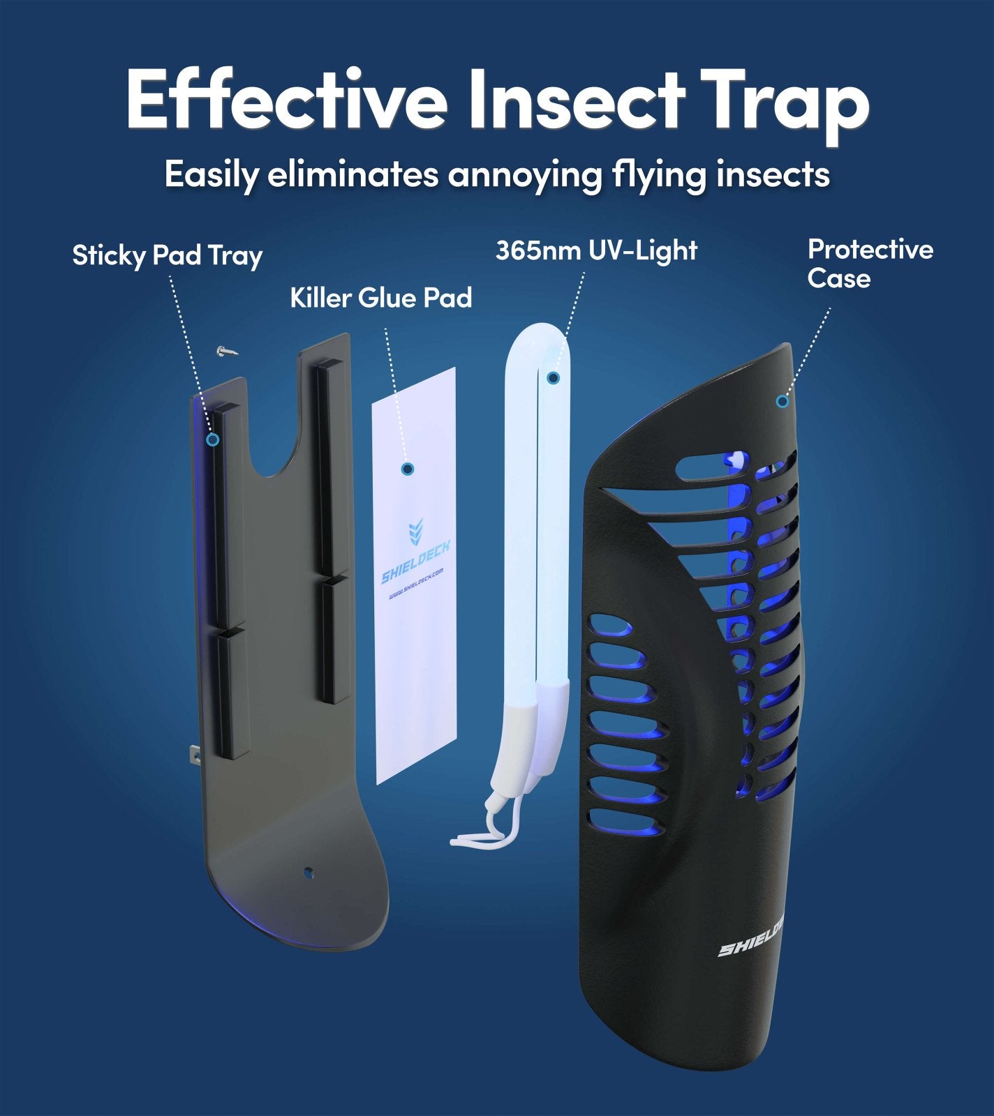 Shieldeck® BuzzTrap - Plug - In Indoor Insect Smart UV Trap - Shieldeck