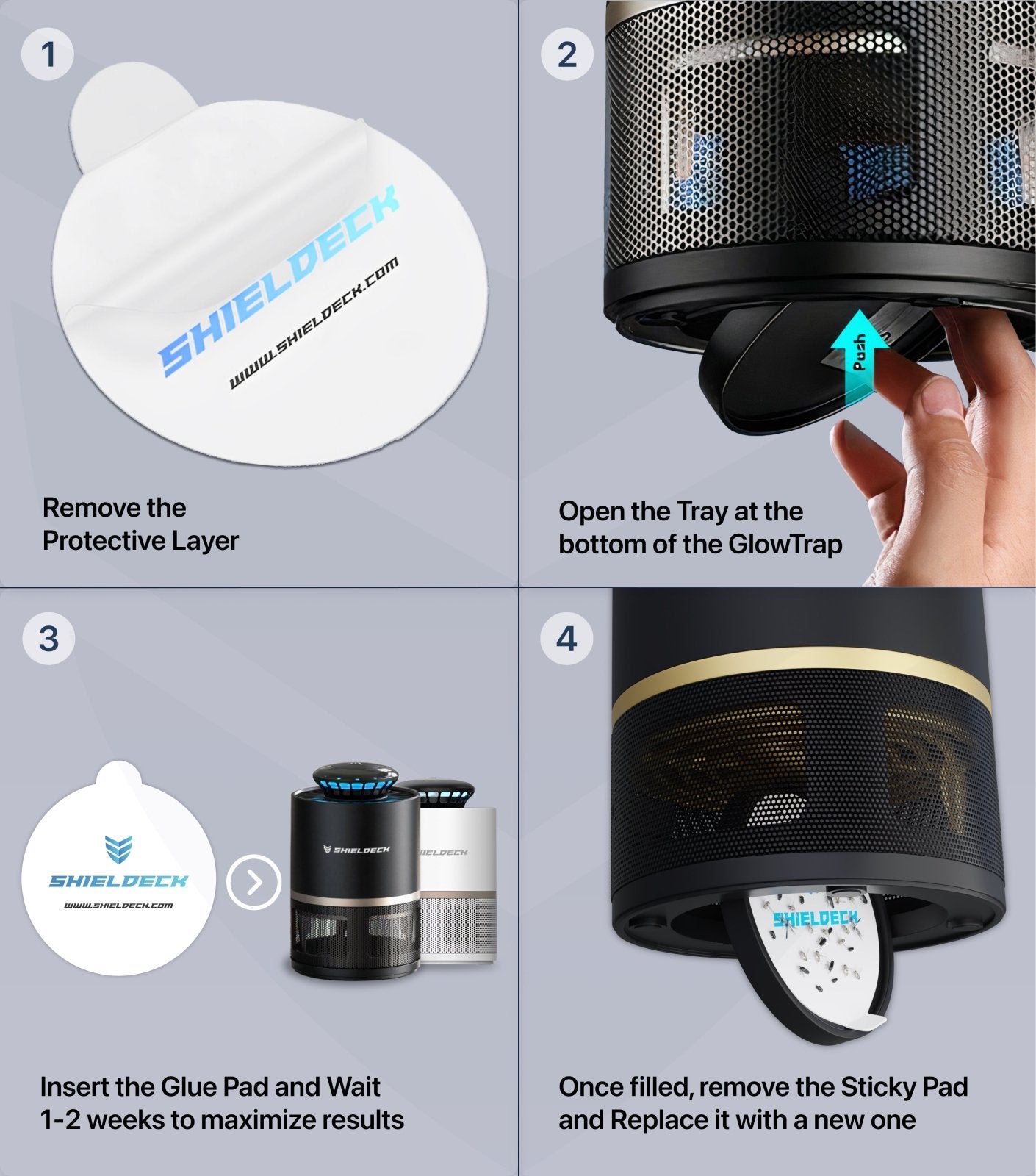 GlowTrap Refills - 5 Sticky Pads Pack - Shieldeck